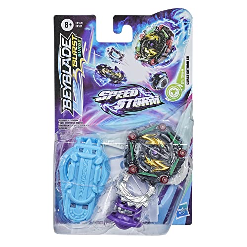 Hasbro Beyblade Burst Surge Speedstorm Curse Satomb S6 Top Starter Pack – Defense Type Battle Top with Launcher, Toy for Kids