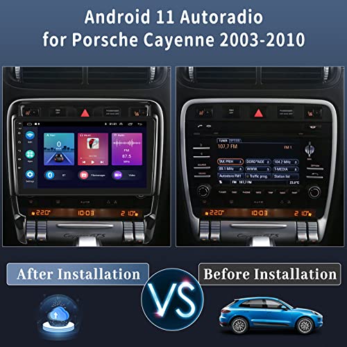 2G+64G CAMECHO car radio for Porsche Cayenne 9PA 2002-2010 with Carplay Android Auto GPS, Android 13 car radio with 9-inch screen HiFi RDS Bluetooth+rearview camera trim Canbus
