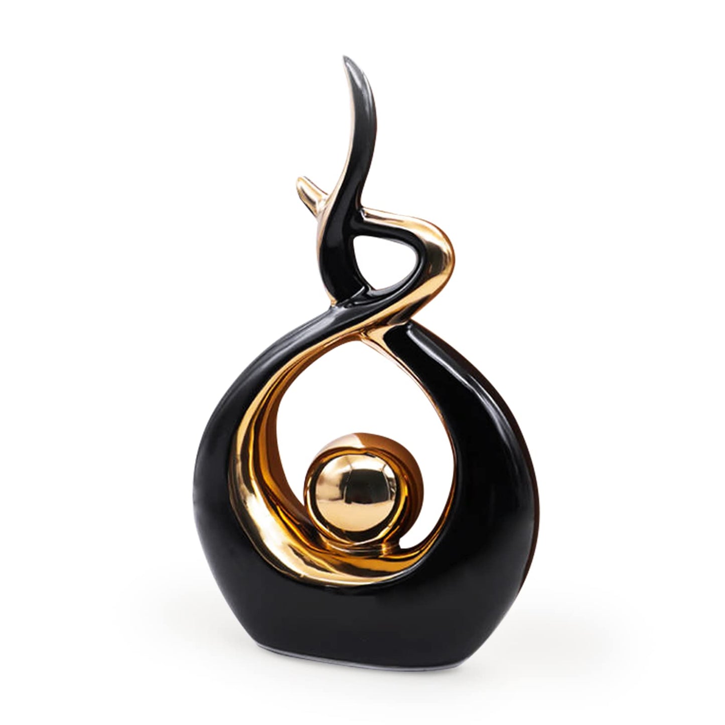 Ceramic decorative object, modern sculptures abstract decor, living room modern decoration abstract craft for decoration bedroom table decoration office sculpture apartments and statues (black)