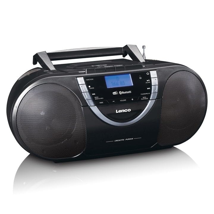 Lenco SCD 6900 Portable DAB+ Radio - Bluetooth - FM Radio - Boombox with CD/MP3 player - Cassette deck - USB input - AUX In - 3.5mm headphone jack - Black, regular