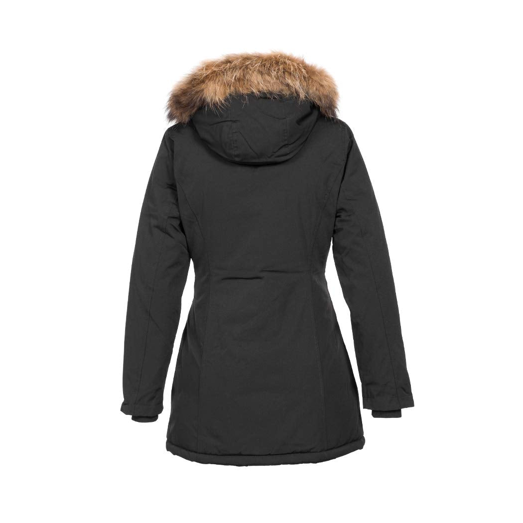 Elara Women's Winter Jacket Real Fur Coat Black Chunkyrayan 6015 Black 42/XL