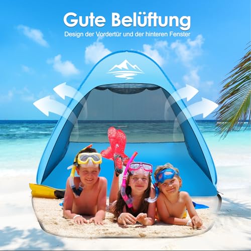 MAXDONE Pop Up Beach Tent, Automatic Beach Shelter for 2-3 people, Portable Extra Light, UV Protection, Beach Tent for Family Beach Garden Camping (Blue)