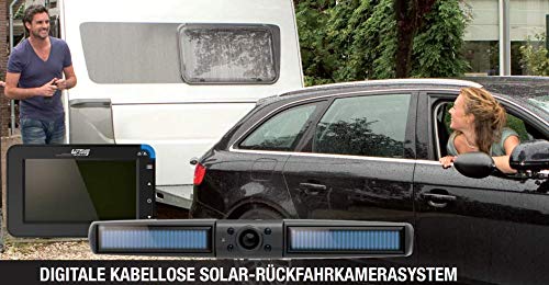 Per User Solar Rear View Camera System DRC4310 SOLAR: digital wireless backup camera set with LCD display (4.3" monitor) and battery with built-in solar panel - easy installation.