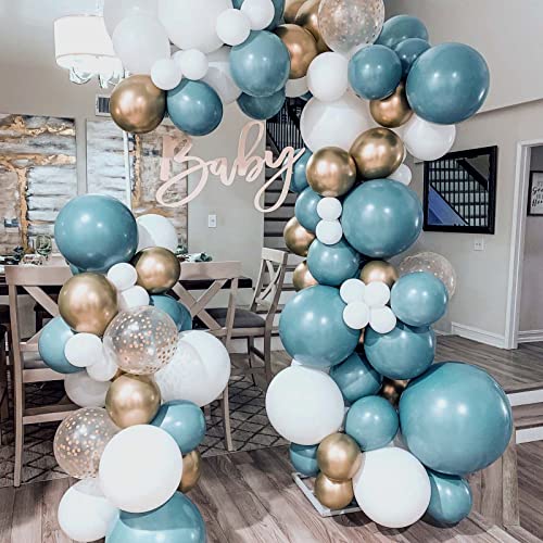 Green Balloon Garland, 112 pcs Dark Green Balloon Garland, Balloons Birthday Wedding, Green Gold White Balloons, Green Balloons Set for Wedding Baby Shower Baby Party Bridal Party Birthday Decoration