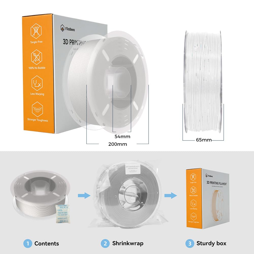 FilaBees ASA Filament 1.75mm Sparkle White, 3D printer filament for printing outdoor functional parts, weather and heat resistant 1KG