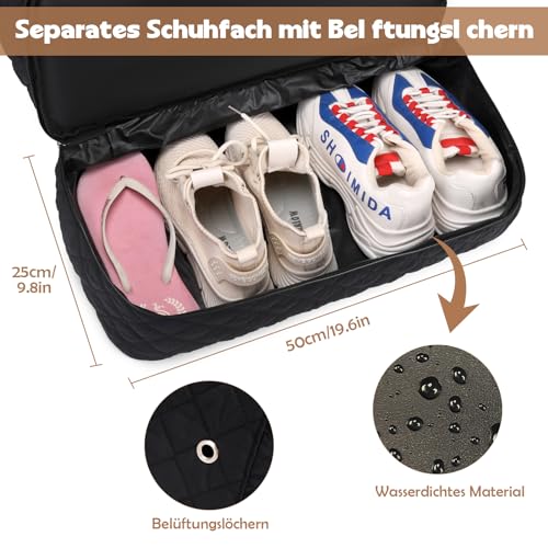 Suweir travel bag weekender for women large duffel bag for men carry-on bag hospital bag delivery with shoe compartment gym travel bag with toiletry bag & laptop compartment for trips, sports, fitness