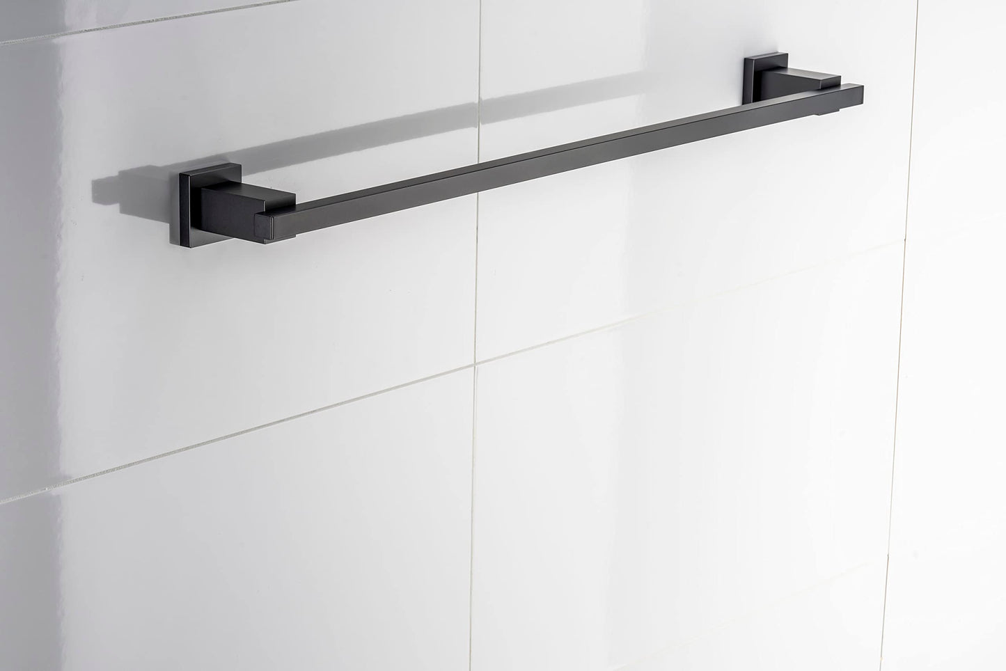 Sagittarius One 270S1-B towel holder in matt black | 70cm bathroom towel holder | Brass black towel bar | Black wall towel holder | Rust-free square towel holder