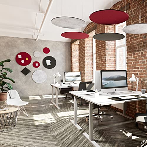2x acoustic panels for wall & ceiling made of recycled felt - sound absorber acoustic felt diffuser round Ø 550x12 mm Night Gray