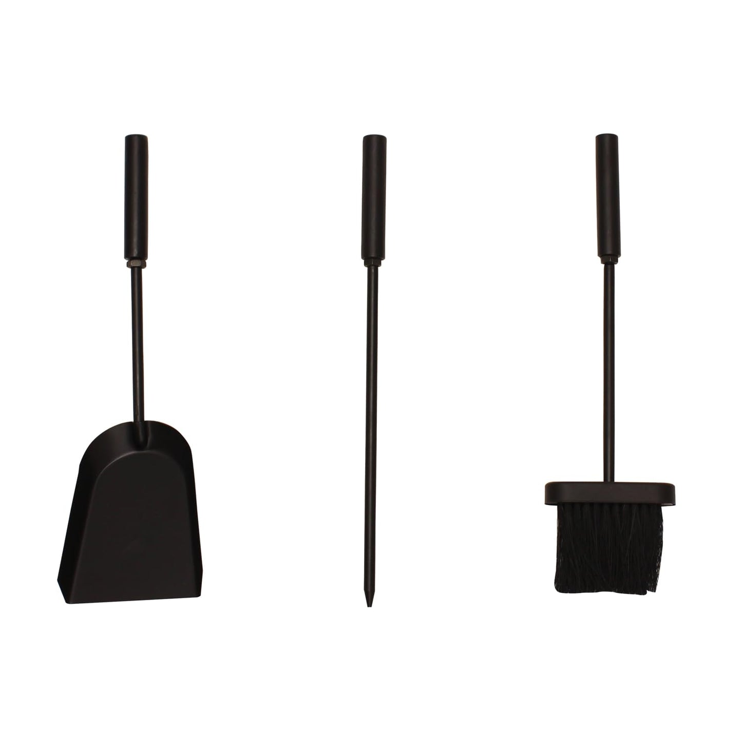 JVL Belmont modern fireplace tool set, Steel, black, 23 x 15 x 45 cm, 3 pieces