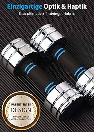 Steel Dumbbells - Ultra-compact Adjustable Dumbbells 2x5kg (2.5kg/3.5kg/4kg/5kg) with Foam Grip - Innovative Steel Dumbbell for Home Use (High Gloss Version 5kg×2)