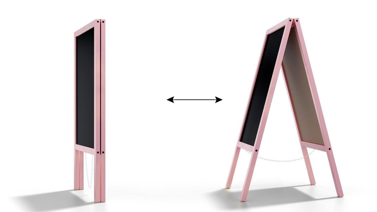 ALLboards A-board with pink wooden frame 118x61cm, advertising board, sidewalk sign, pavement sign, street stand, chalkboard