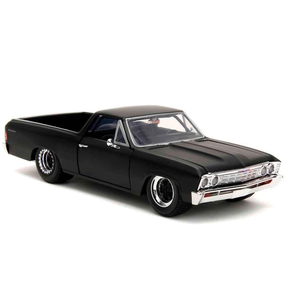 Jada Toys Fast and Furious Car EL Camino (1:24, black) - Chevrolet EL Camino 1967 from Fast & Furious 10 movie, Die Cast Car for ages 8 and up with opening parts, 19cm