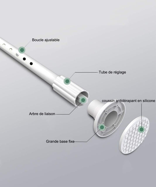 WHITNEY 92 cm-430 cm Extra Long Curtain Rod, No Drill Required Extendable Stainless Steel Curtain Rod for large windows, shower room, cabinets, White-1