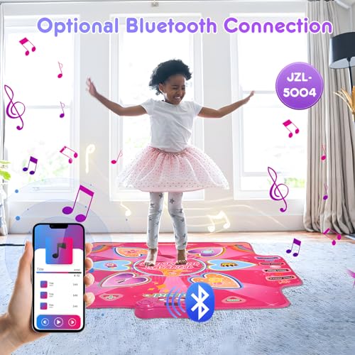 Aomdom Kids Dance Mat, with 7 game modes, 6 LED heart-shaped buttons, musical dance mat with adjustable volume, for children aged 3-9 years.