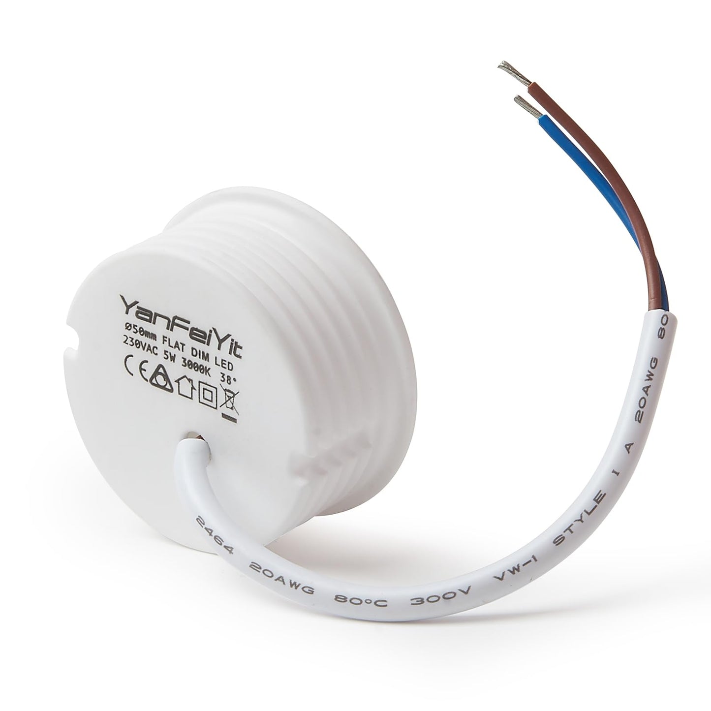 YanFeiYit 5x LED module as GU10 replacement - 5W 38° dimmable made of ceramic super flat 230V - light source for recessed spotlights lamp bulb spotlight (warm white 3000K)