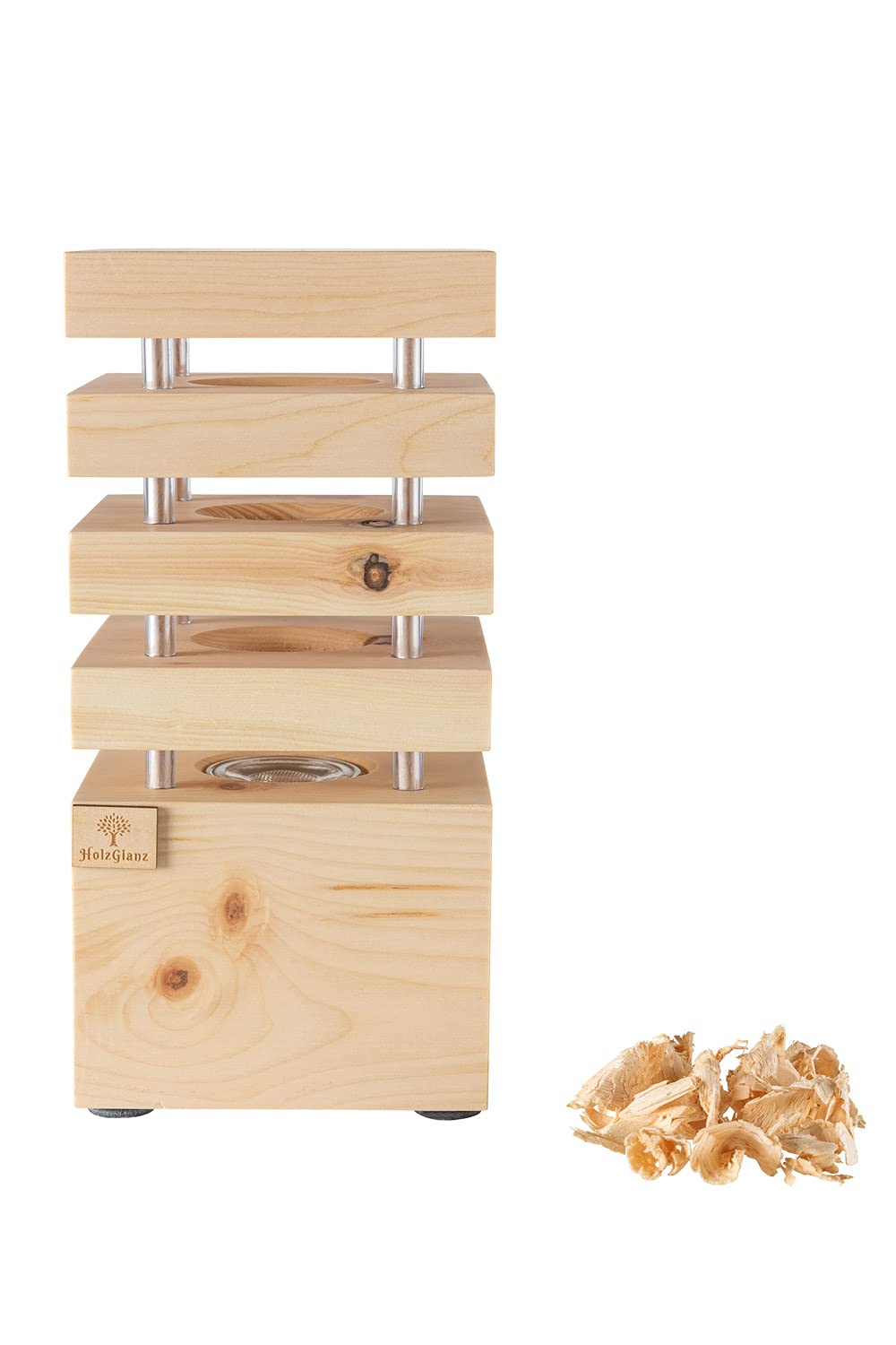 LED lamp 12.5 x 12.5 x 26 cm - Wooden bedroom lamp - Handcrafted in Austria