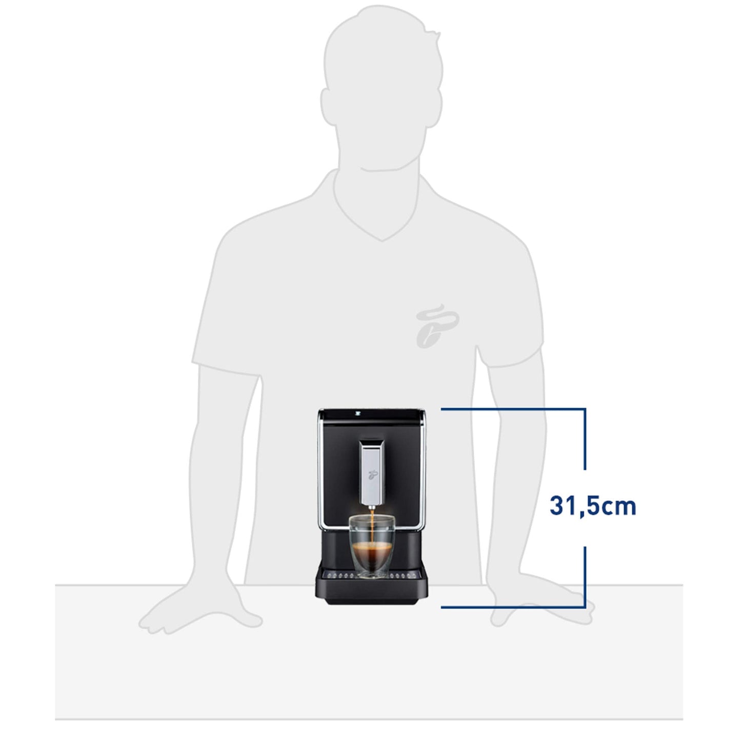 Tchibo coffee machine Esperto Pro with matching glass milk carafe, perfect for Caffè Crema, Espresso, and milk specialties, 600ml milk container, anthracite color.