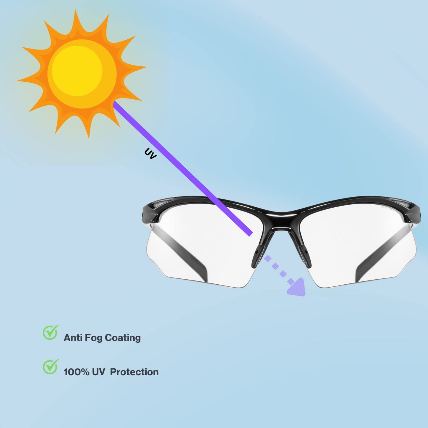 uvex sportstyle 802 V - Sports glasses for men and women - photochromic - fog-free - black/smoke - one size