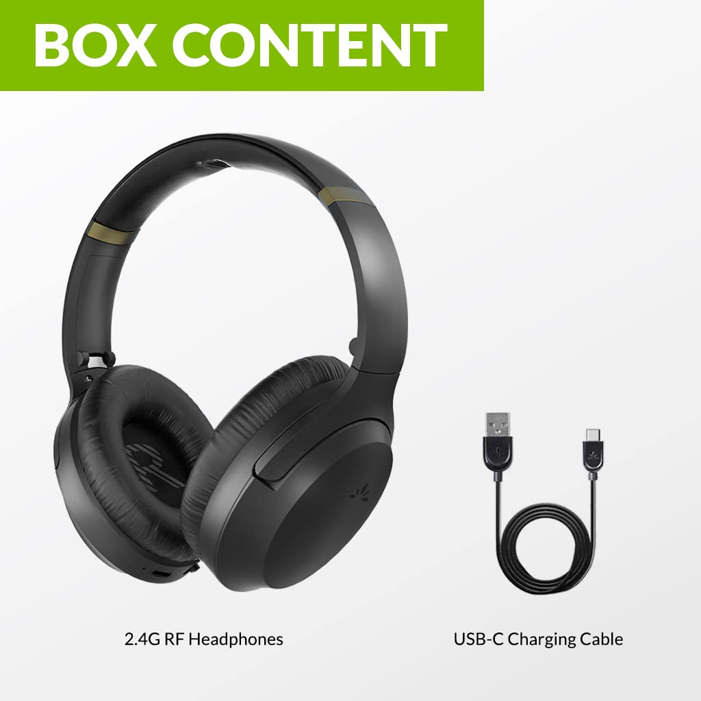 2.4G RF Wireless Headphones for Avantree Multiple Headphone - Aria RF Black.
