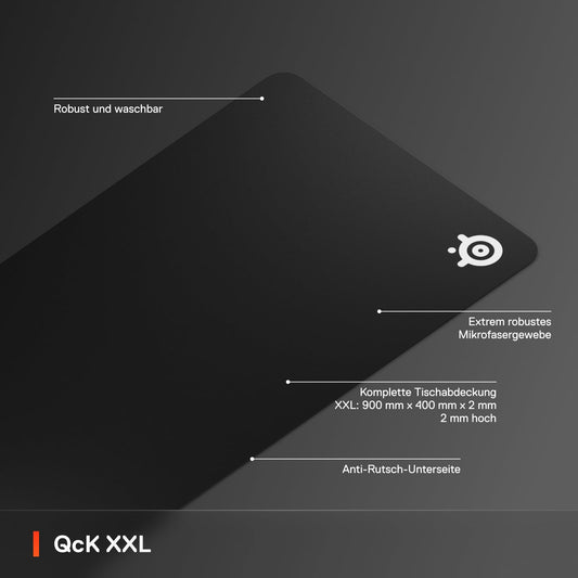SteelSeries QcK Gaming Mousepad - XXL Cloth - Premium Tracking and Stability - E-Sports Mousepad - Non-Slip Bottom - Full Desk Coverage