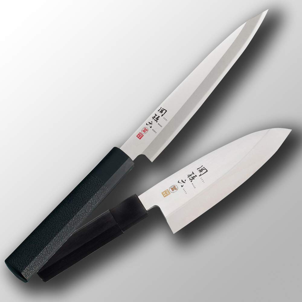 KAI Seki Magoroku Kinju and Hekiju Yanagiba Left-handed 21.0 cm blade length - 8A solid & SUS420J2 steel - 58 & 56 (±1) HRC - handcrafted - Pakkawood & PP plastic handle - fish knife - Made in Japan