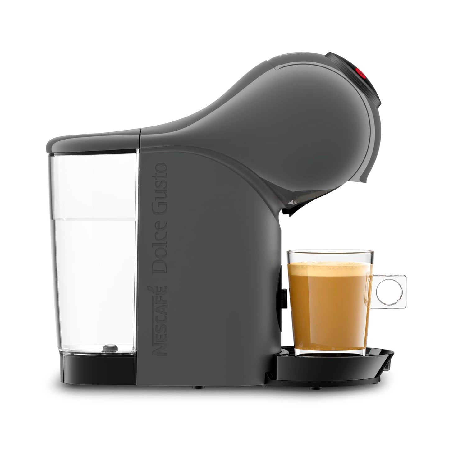 NESCAFÉ Dolce Gusto Genio S by KRUPS, coffee capsule machine, 15 bar pressure, ultra-compact design, over 30 coffee creations, adjustable drink size, auto shut-off feature, anthracite color, KP243B.