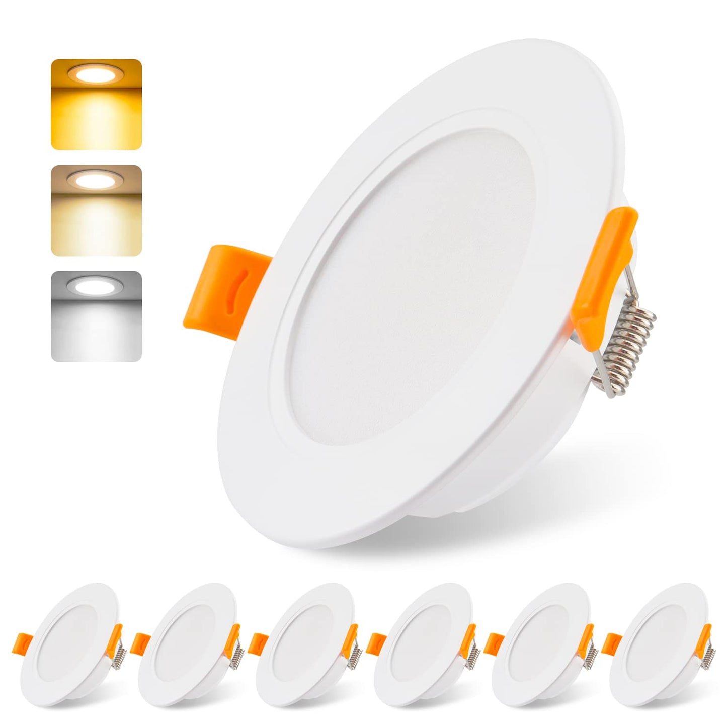 LIGHT LED recessed spotlights 230V 6 pieces, IP54 built-in lights 5W 500LM, bathroom spotlight 3000/4000/6000K, recessed ceiling light depth 25MM for bathroom living room kitchen bedroom
