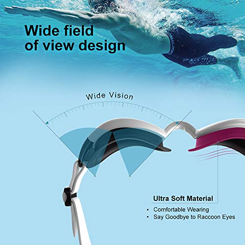 ZIONOR swimming goggles, G8 comfort anti-fog goggles for men and women, UV protection, mirror/clear lens, adjustable strap, professional goggles for adults and teenagers.