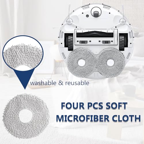 16 pieces Replacement Parts Accessories Compatible with Ecovacs Deebot T20e OMNI/T20 OMNI Vacuum Cleaner, 1 Main Brush + 2 Filters + 4 Side Brushes + 4 Cleaning Cloths + 4 Vacuum Bags + 1 Cleaning Brush