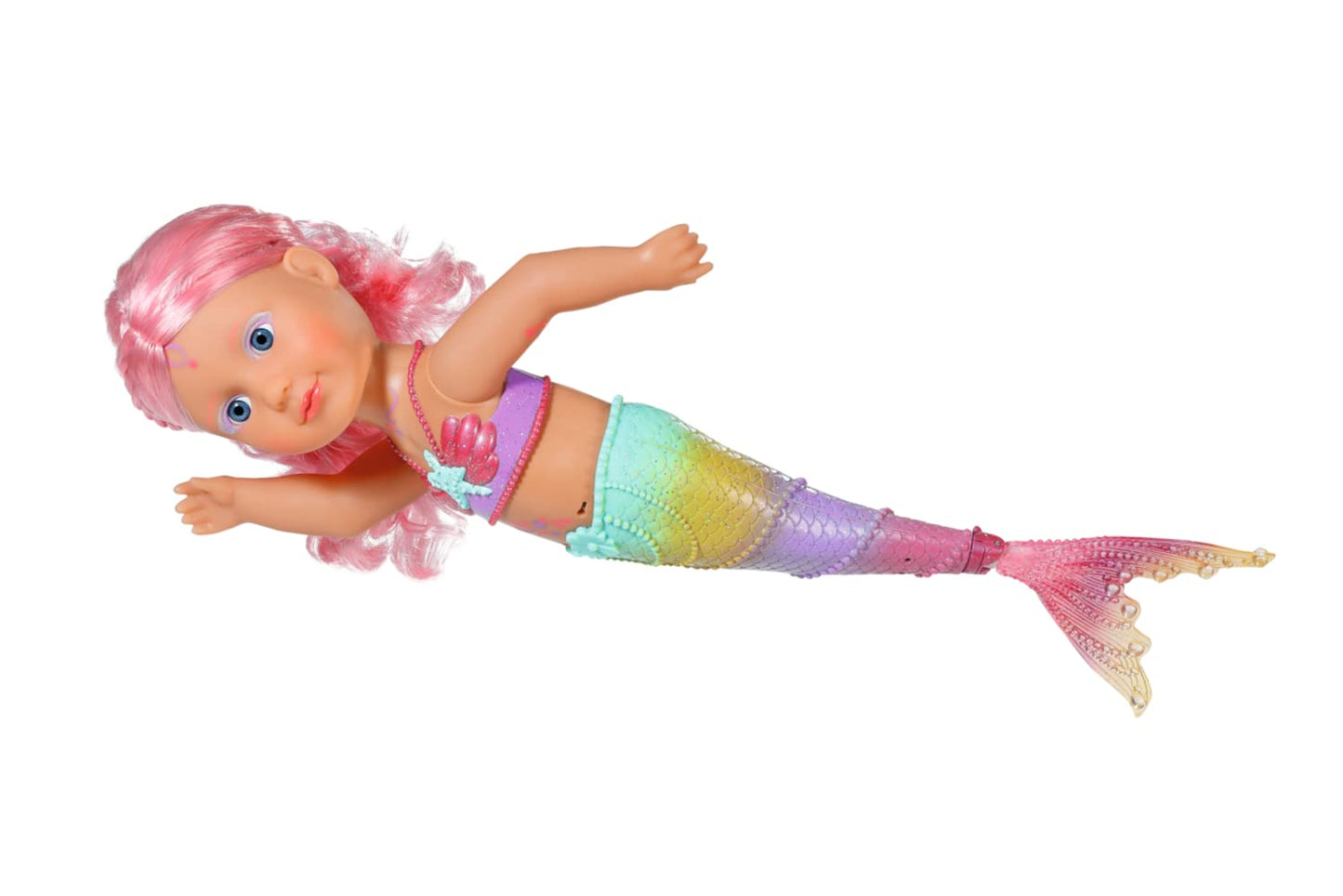 BABY Born Little Sister Mermaid 46 cm, waterproof mermaid doll Holiday Swim Fun, set for dolls with clogs, swim ring, and swimsuit, for 43 cm dolls, 831731 Zapf Creation