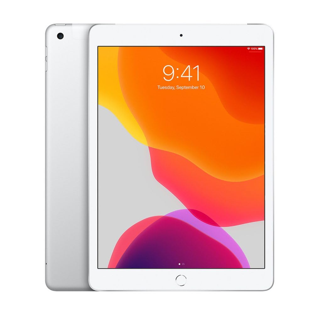 2019 Apple iPad (10.2-inch, Wi-Fi + Cellular, 32GB) Silver (Renewed)