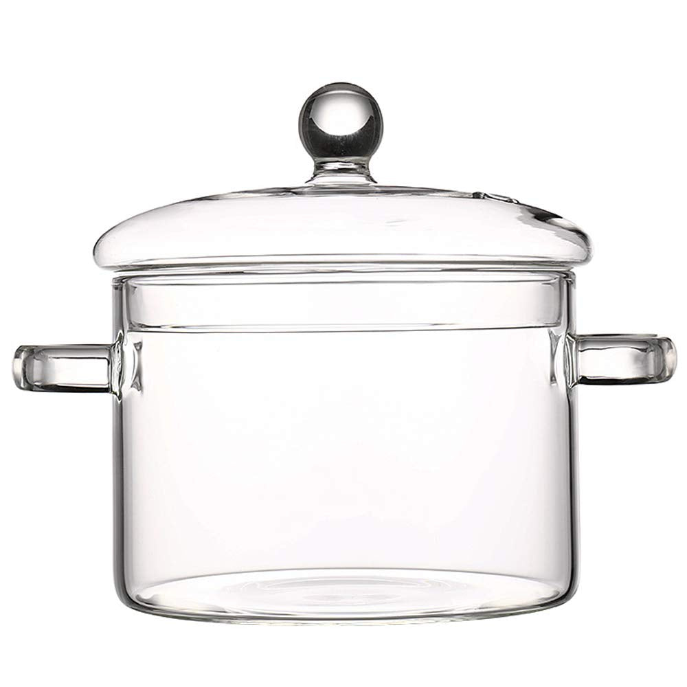 TAMUME 1000ML Glass Bowl for Microwave Glass Pan for the Microwave Not Suitable for Stovetops, Brown Glass Pot with Lid and Handles