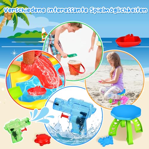 JONRRYIN Sand Water Table for Toddlers, 3-Tier Kids Sand Water Table Toy, Water Play Table Outdoor Beach Toy, Large Play Table Summer Water Toy for Boys (Dark Green)