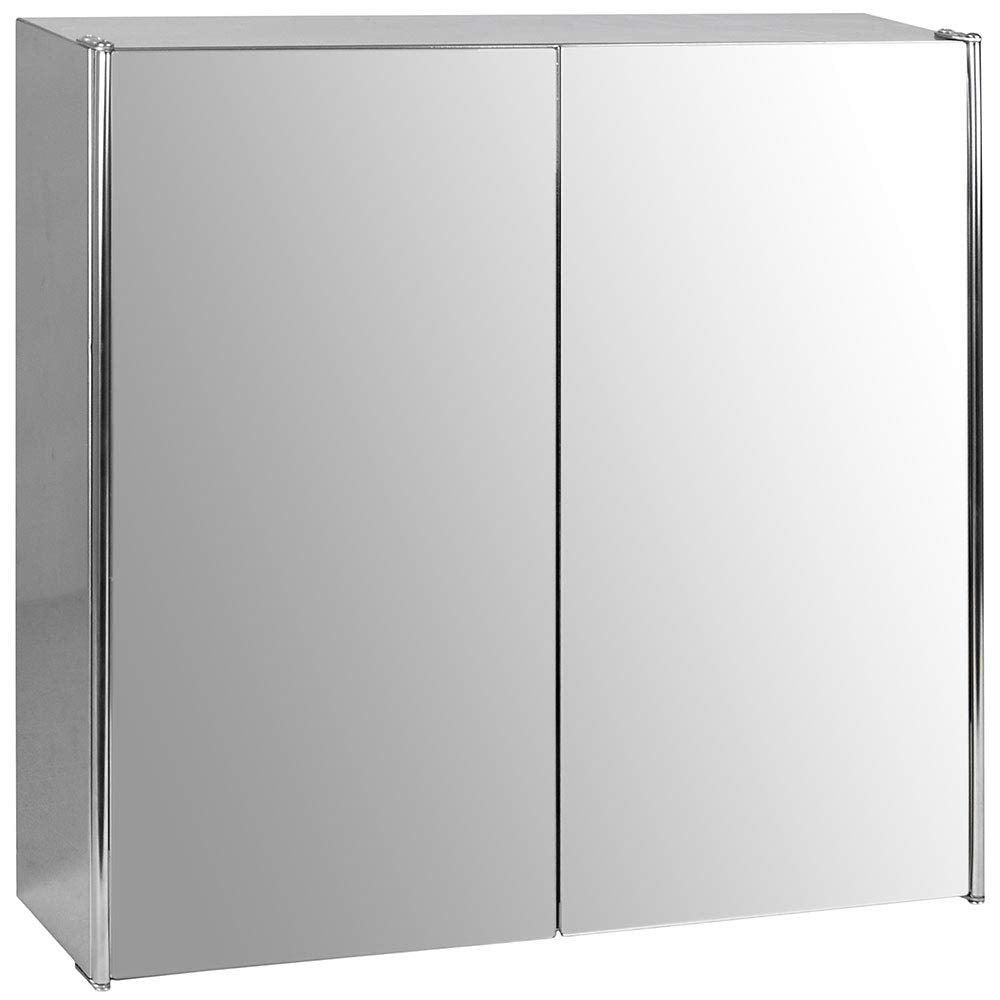 Vida Designs Tiano Bathroom Mirror Cabinet, 2 Doors, Wall Mount, Stainless Steel, Modern Storage Cabinet, Contemporary