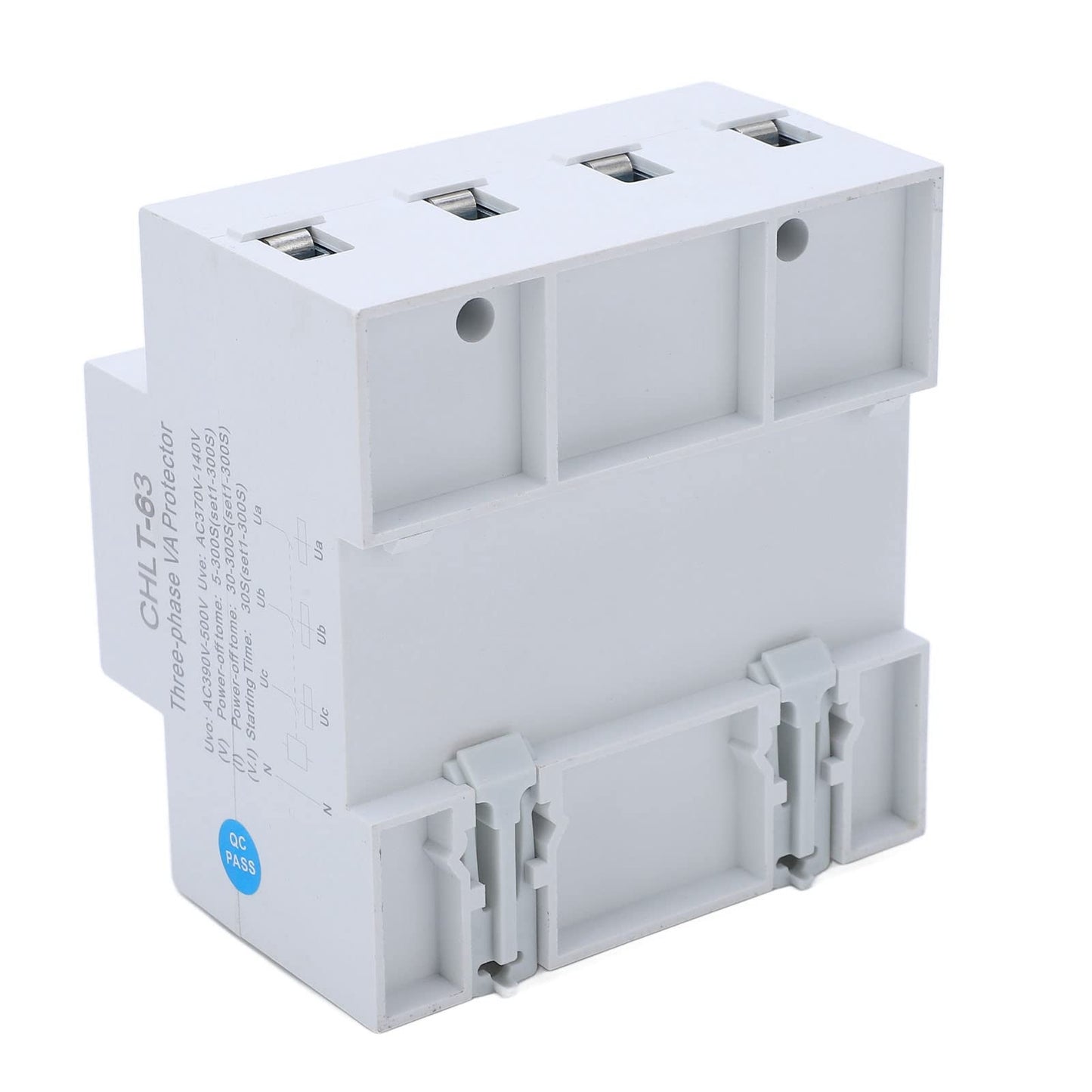 3-phase DIN rail voltmeter power meter, AC 390-500V digital ammeter automatic overvoltage overcurrent protection, 3-phase watt-kWh-ampere electricity tester (40A)
