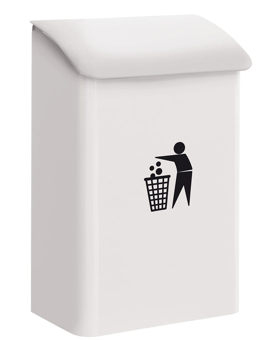 ARREGUI E6101 Hanging Trash Can | Wall Mountable Garbage Bin | Ideal for Garages, Entrances, Stores | Paper Basket | Hanging Trash Can with Lid | 18L Waste Bin | Steel Trash Can | White