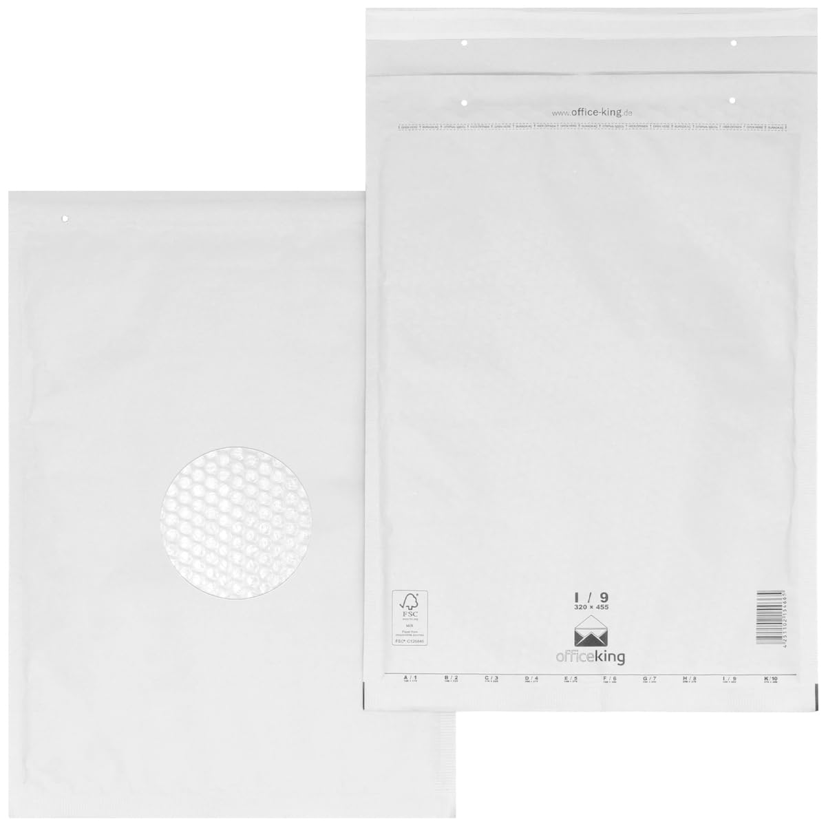 50 air bubble mailers, bubble envelopes I9, Inner dimensions: 300 x 445 mm, White shipping packaging cushioned envelopes self-adhesive suitable for DIN A3