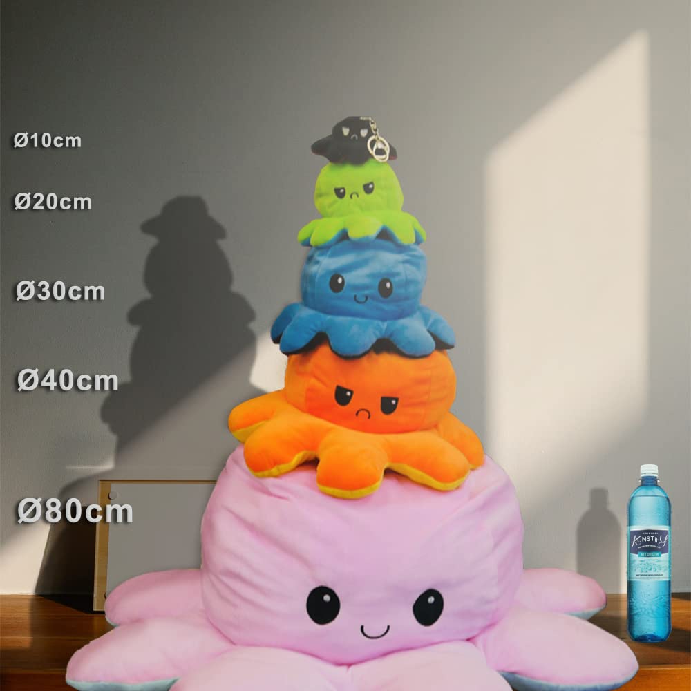 KUNSTIFY Giant Octopus Plush Toy, Mood Plush with Kraken Design, 80cm.