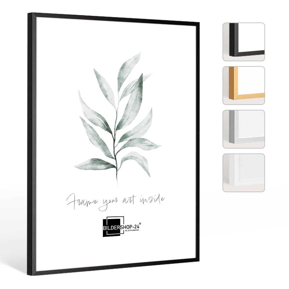 Picture Shop-24 Picture Frame Milano Aluminum Aluminum Picture Frame 80 x 120 cm Black (matte) Photo frame, Frame, Poster frame, Puzzle frame, Aluminum picture frame