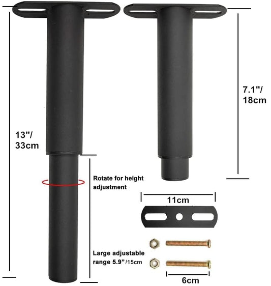 YELIKIT Bed Feet Adjustable Bed Legs, 4PCS Adjustable Bed Legs Black Feet for Furniture Thickening Steel Cabinet Feet 18-33cm Furniture Support Legs for Furniture DIY Cabinet Table Sofa Bed