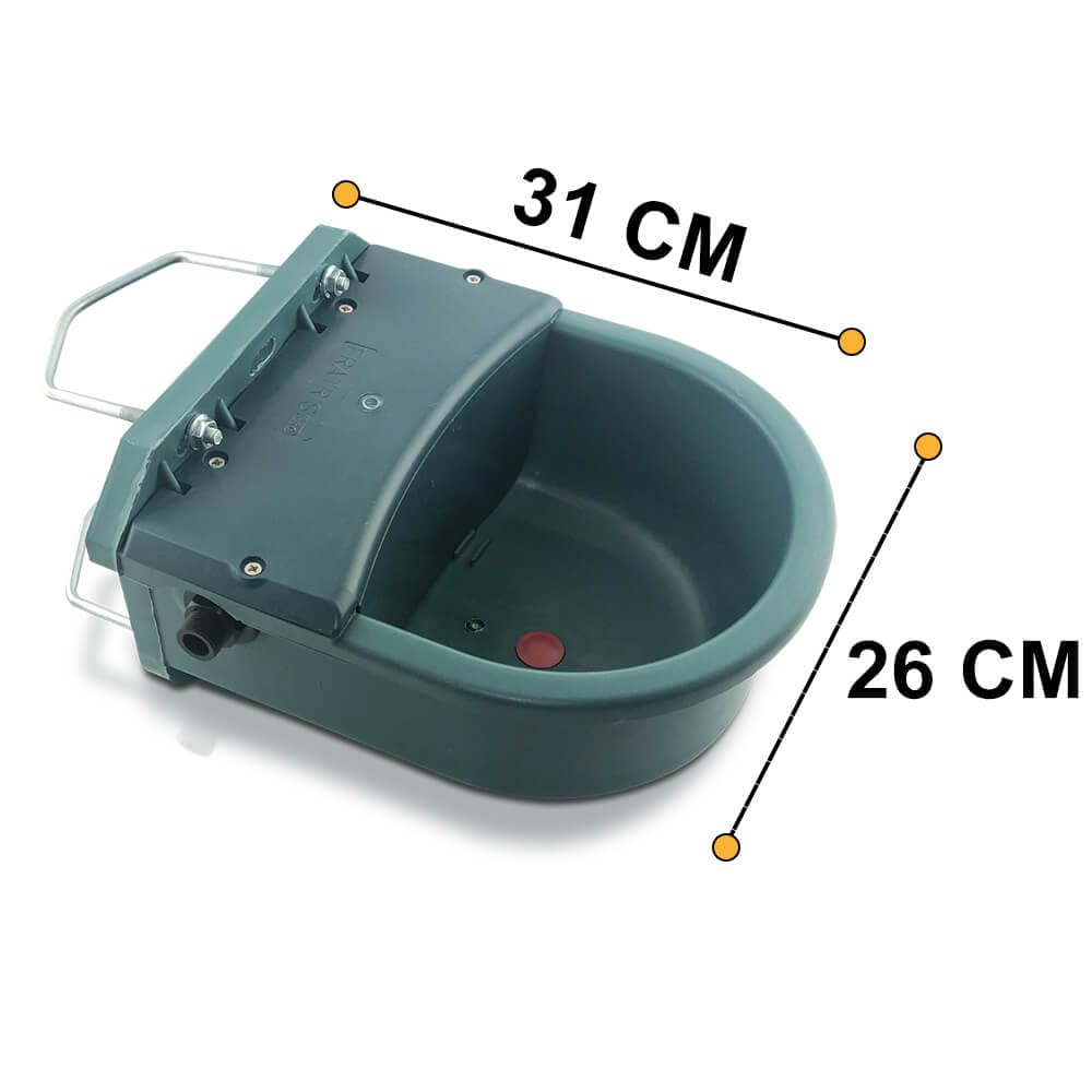Plastic water trough with IBC container connection set | 4 liters | Ideal for horses, cattle, sheep, and dogs | Float drinker with brackets trough ball