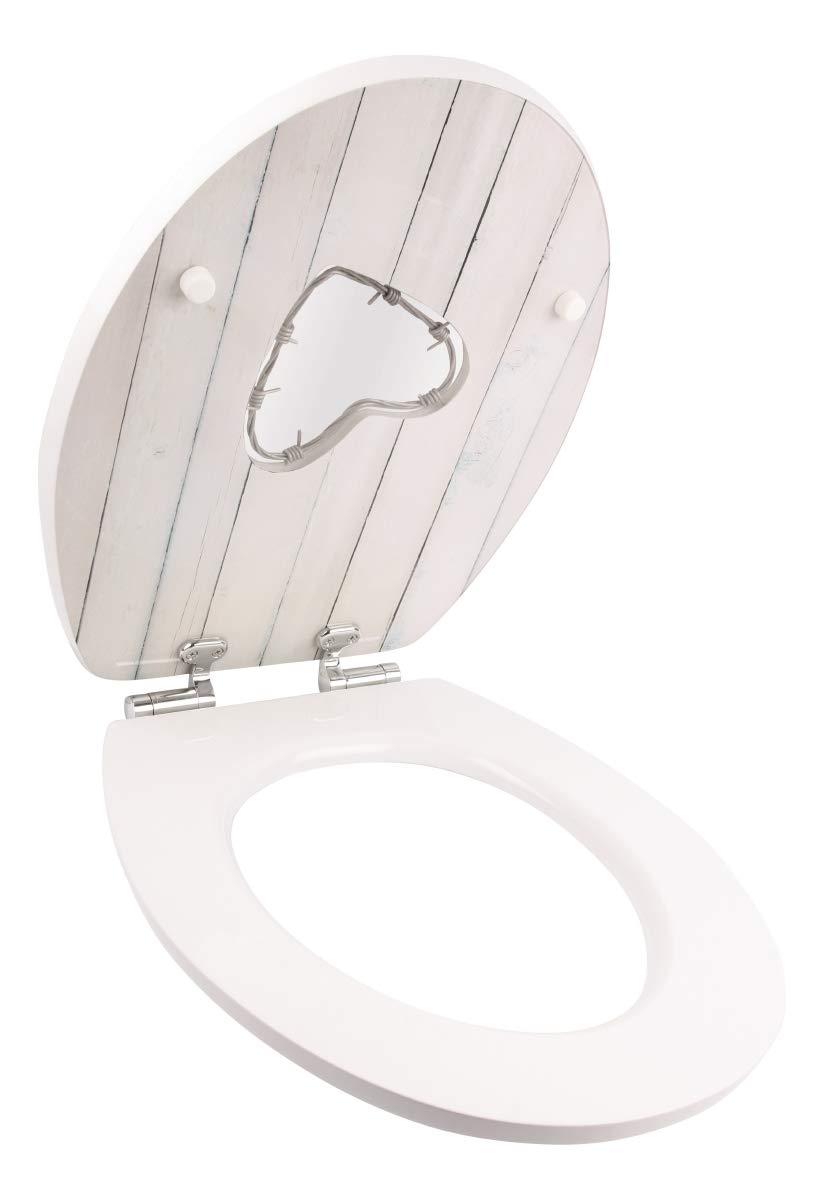 aquaSu® toilet seat with soft-close mechanism, wire love decor, high gloss finish, wooden core, Fast-Fix quick mounting system, oval standard O shape, metal hinge, glossy toilet lid, 40357 3