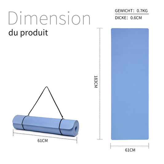 Good Night Gymnastics Mat Yoga Mat Fitness Mat Non-slip Exercise Mat Sports Mat Pilates Mat Floor Mat With Carrying Strap 183 x 61 x 0.6 cm (Blue)