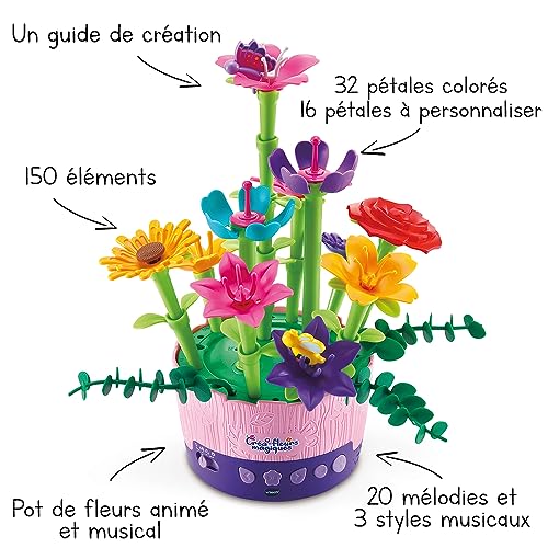 VTech - Magic Flowers, creative workshop for kids, musical flower bouquet, made from more sustainable materials, creative hobby, gift for children aged 4 to 10 years - content on