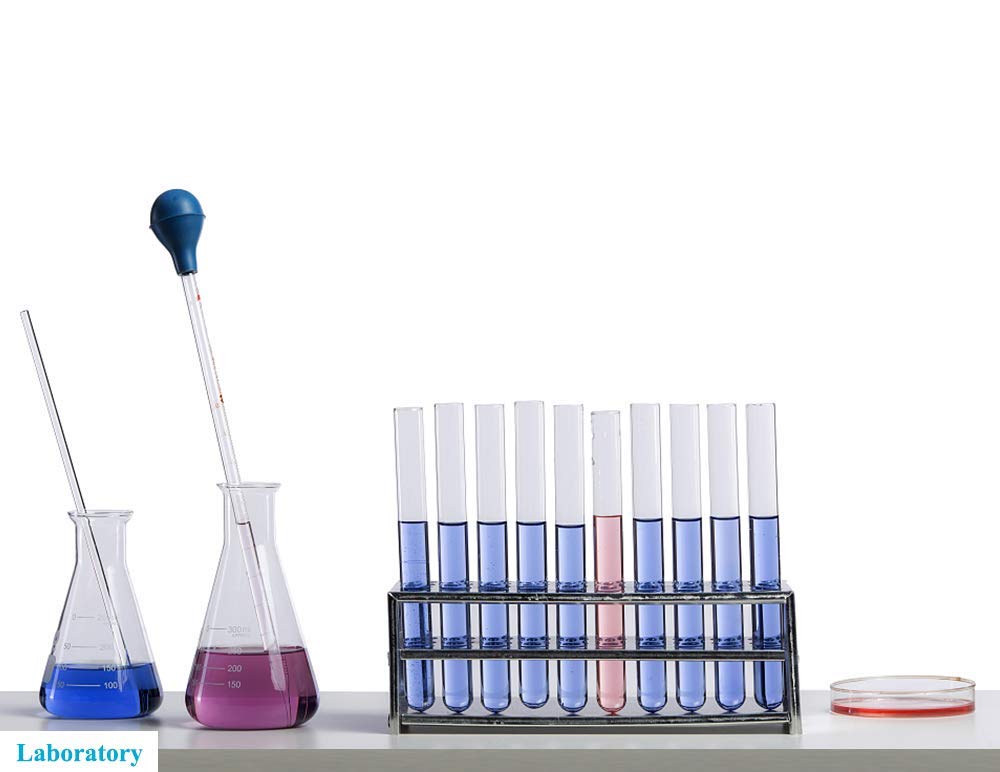 8 pieces 10ml Glass Scale Graduated Dropper Droppers Dropper Counter Lab Pipettes Dropper Liquid Pipette with 8 rubber caps with 1 piece Dropper Brush and 2 pieces 20cm Glass Stirring Rods