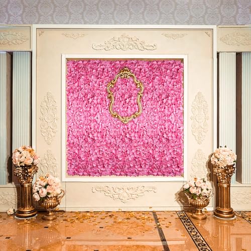 Artificial flower wall art decoration: Blosmon 6 pieces pink flower arrangements flower wall hydrangeas fake silk flower arrangement for wedding balcony garden living room table wall decoration