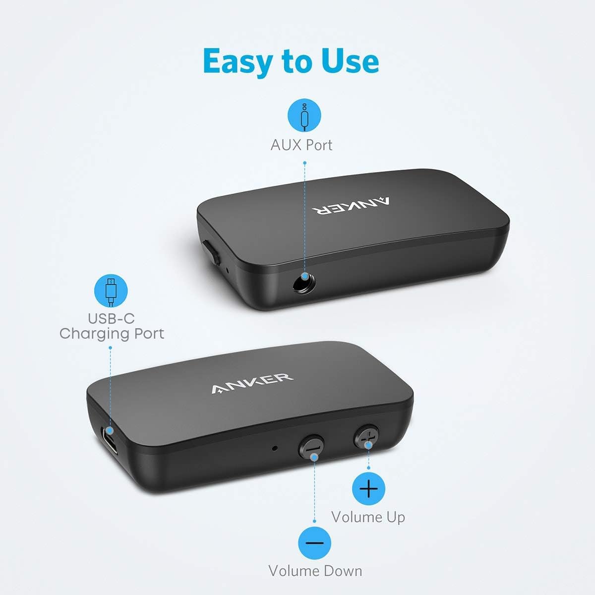 Anchor Soundsync Bluetooth Receiver for music with Bluetooth 5.0, 12-hour battery life, for car, home, headphones, and speakers.