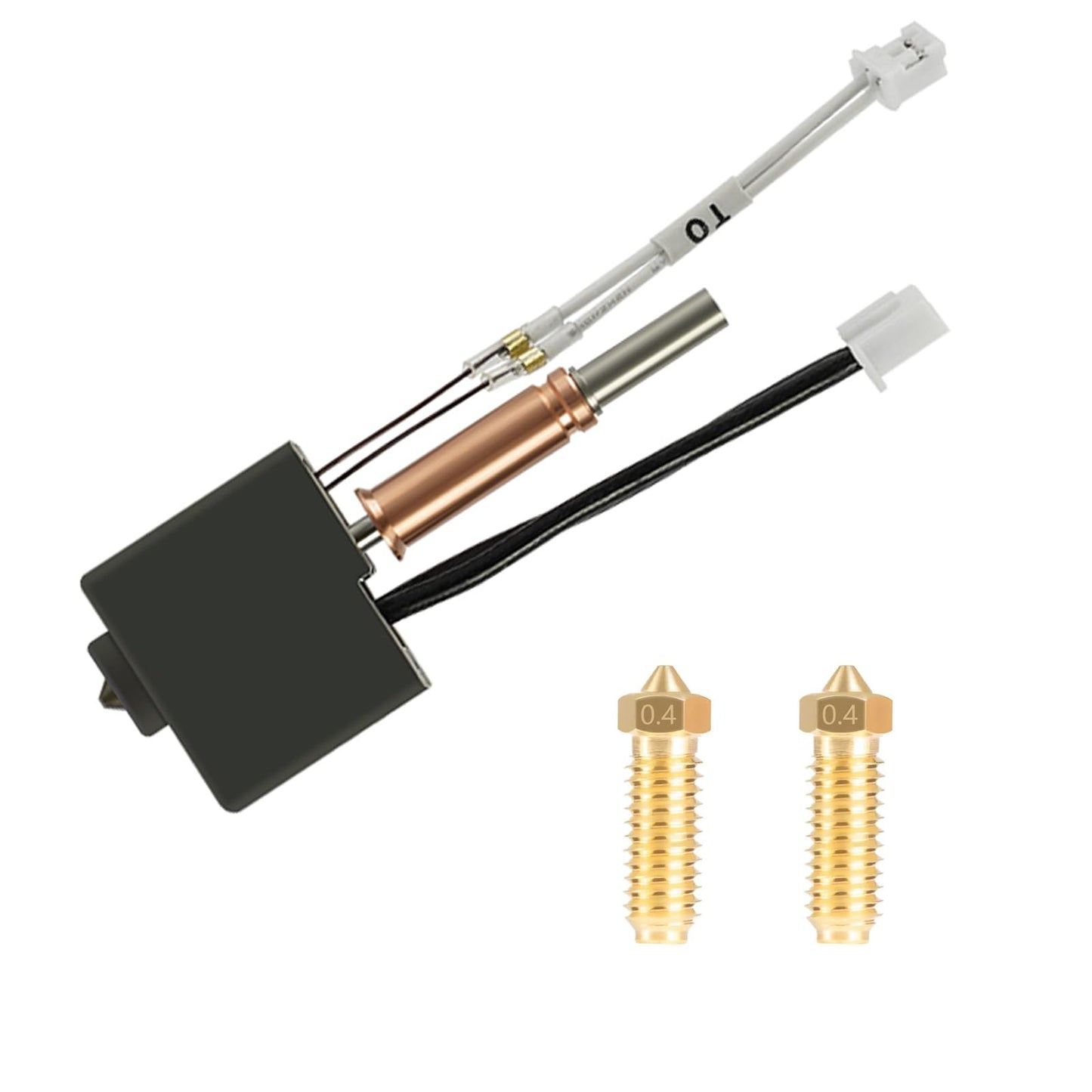 LANKEGU Hotend Kit for Anycubic Kobra 3, 3D printer, assembled heating block, print head, hot end kit with 2 pieces of 0.4mm brass nozzle for Kobra 3, Kobra 3 Combo