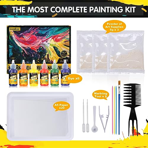 Water marbling paint for kids - arts and crafts for girls and boys, craft kits, for children aged 6 years and older...
