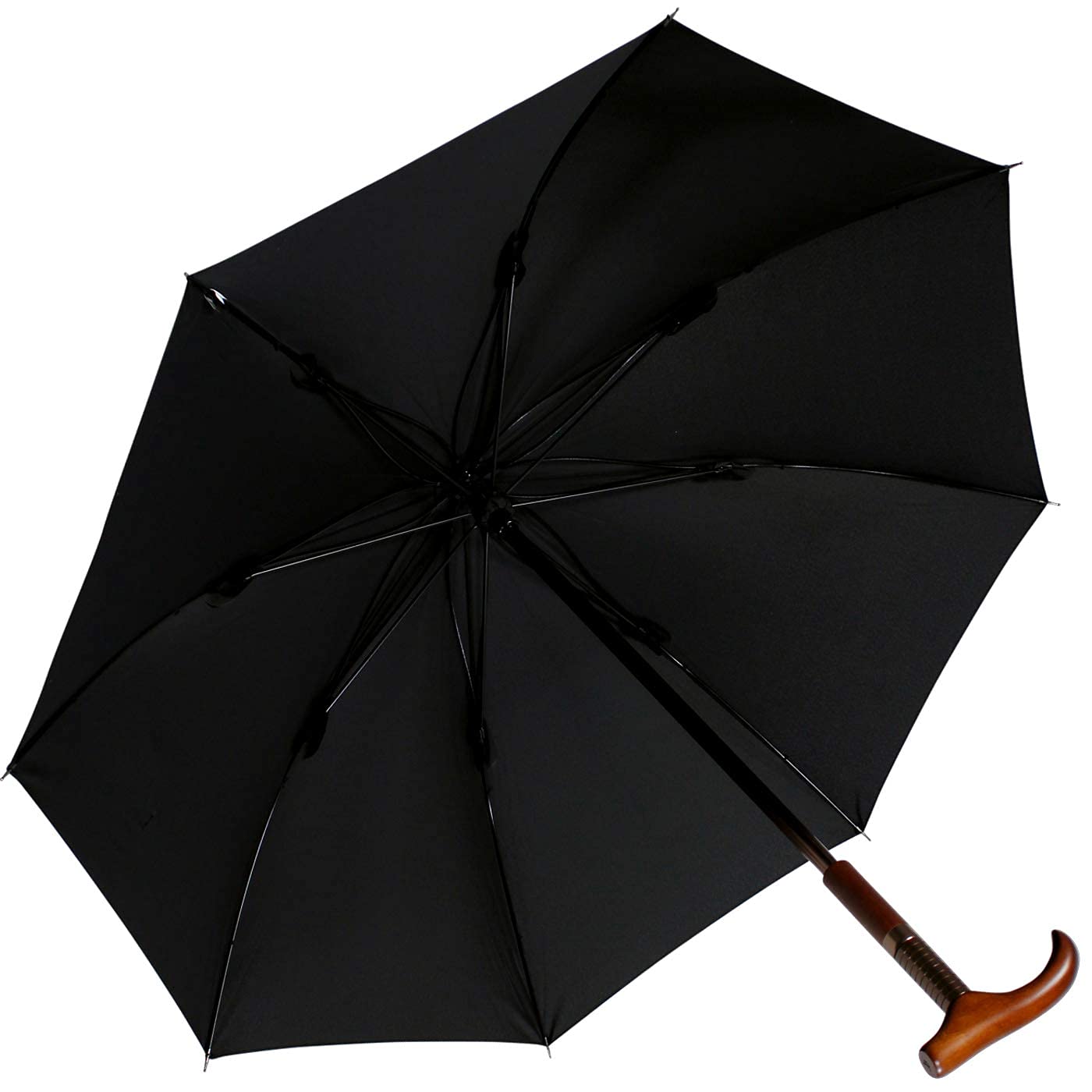 iX-brella support umbrella adjustable height with wooden handle - black
